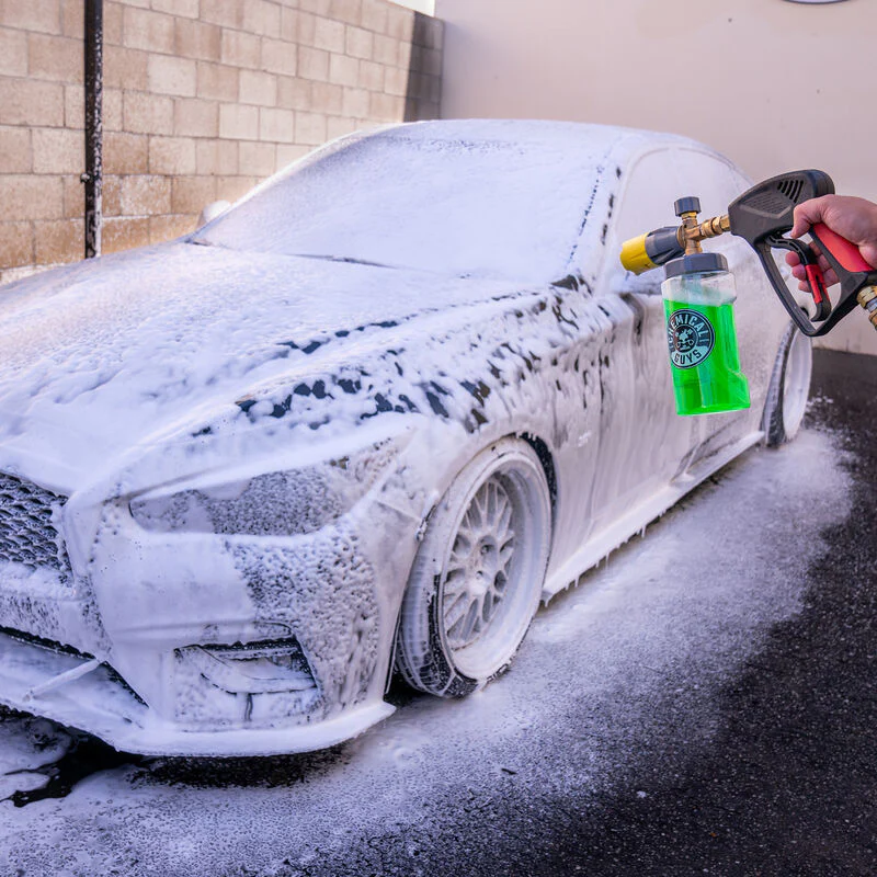 Car coated in thick foam during exterior wash